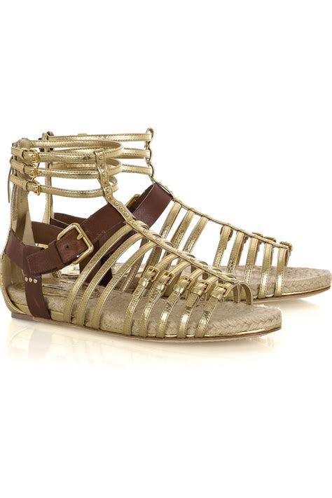 miu miu gold gladiator sandals